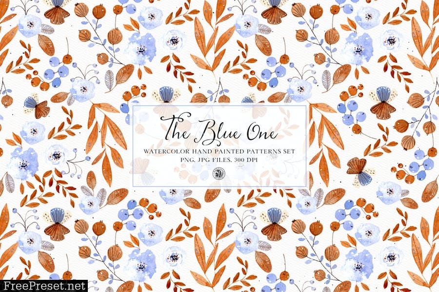 The Blue One Patterns - watercolor patterns set RJYLZW6