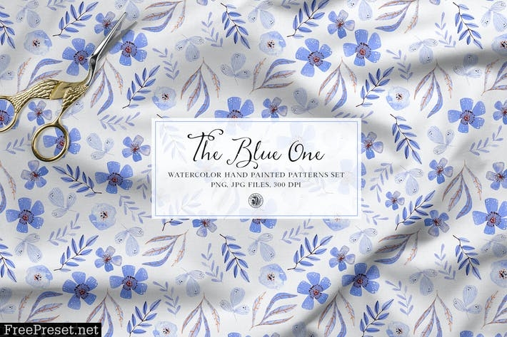 The Blue One Patterns - watercolor patterns set RJYLZW6