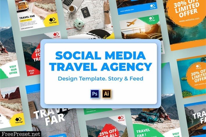 Travel Agency Social Media Template JVMD76S