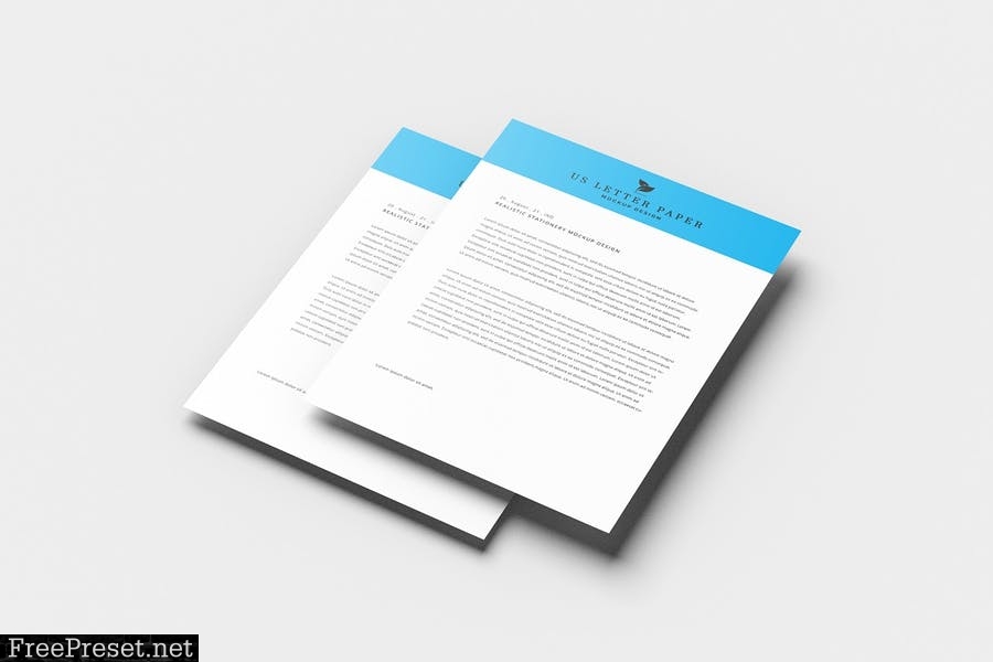 US Letter Stationery Paper Mockups 6DMA73G