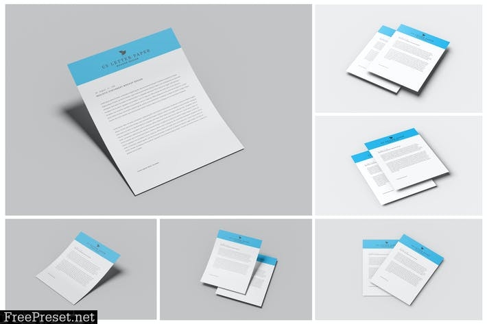 US Letter Stationery Paper Mockups 6DMA73G