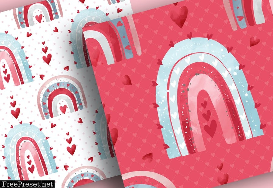 Valentine Rainbow digital paper pack LDU3H4P