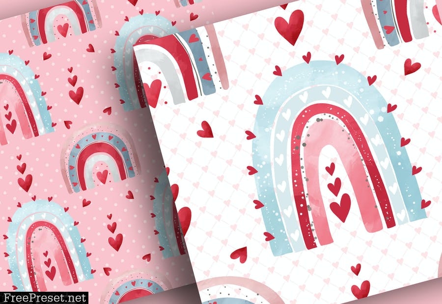 Valentine Rainbow digital paper pack LDU3H4P