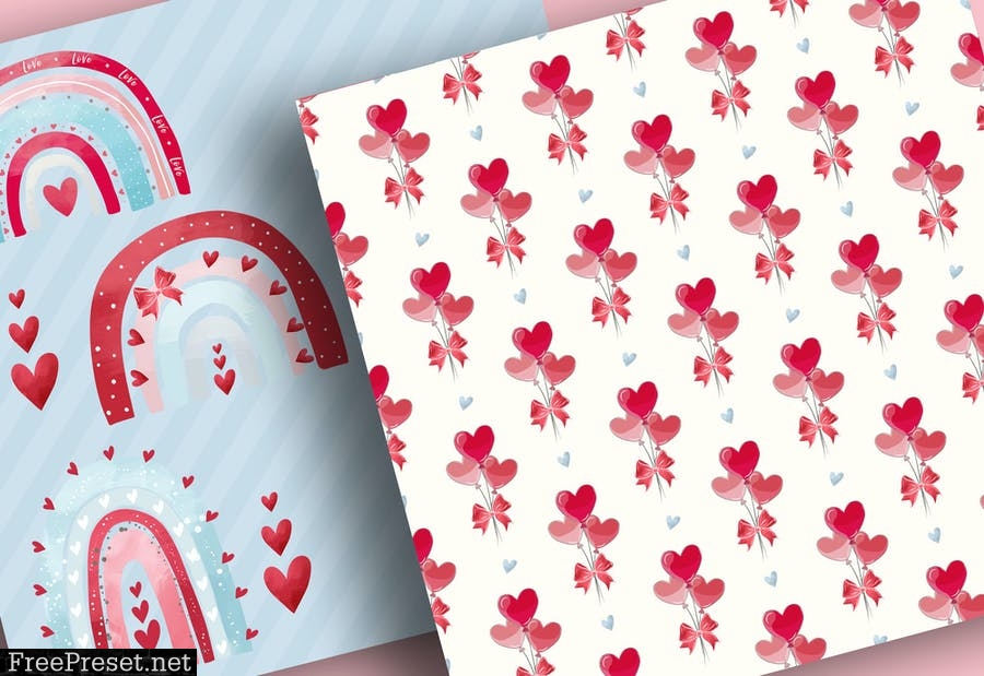 Valentine Rainbow digital paper pack LDU3H4P