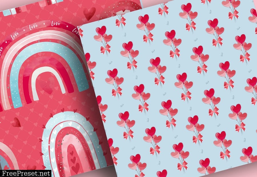 Valentine Rainbow digital paper pack LDU3H4P