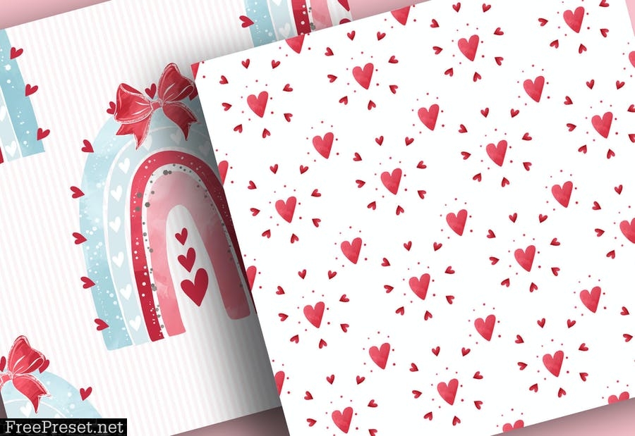 Valentine Rainbow digital paper pack LDU3H4P