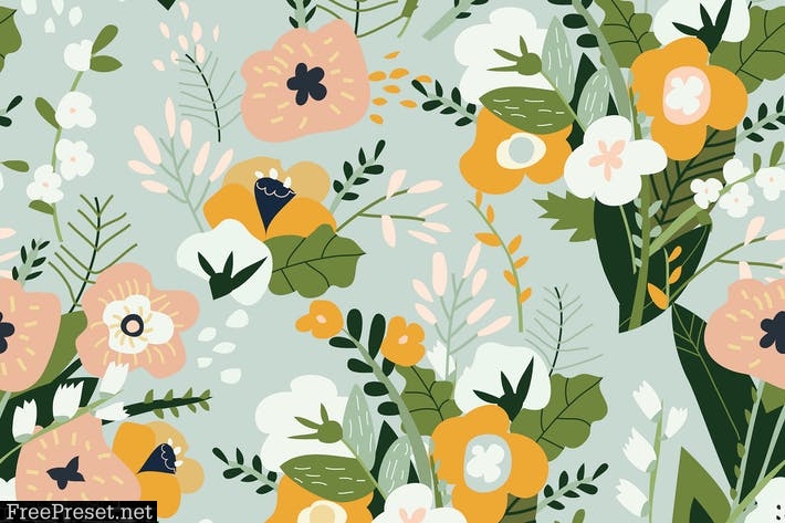 Vector seamless pattern of spring bouquets of flow GNRAXP7