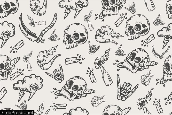 vintage skull seamless pattern PYBFXH3