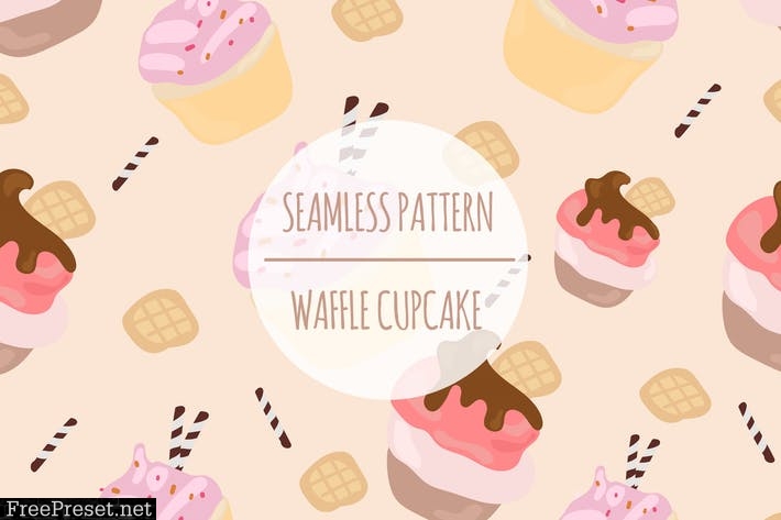 Waffle Cupcake – Seamless Pattern RDZCM4D