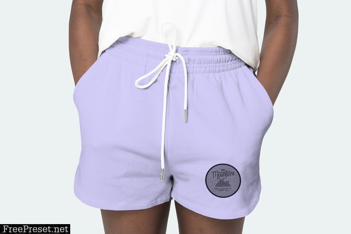 Women’s purple shorts psd mockup with logo GV6E84B