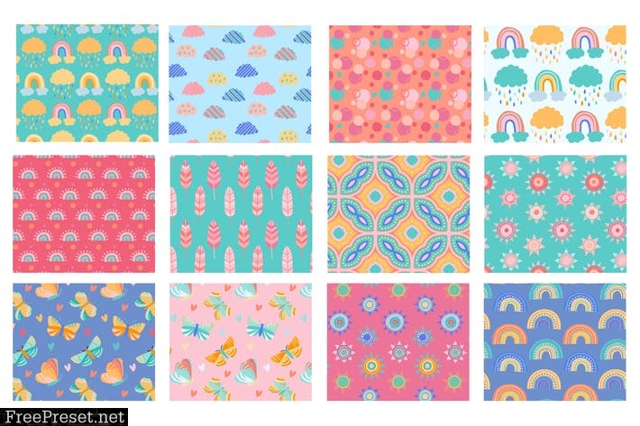 12 Sunshine Summer Vector Patterns L3XKH8C