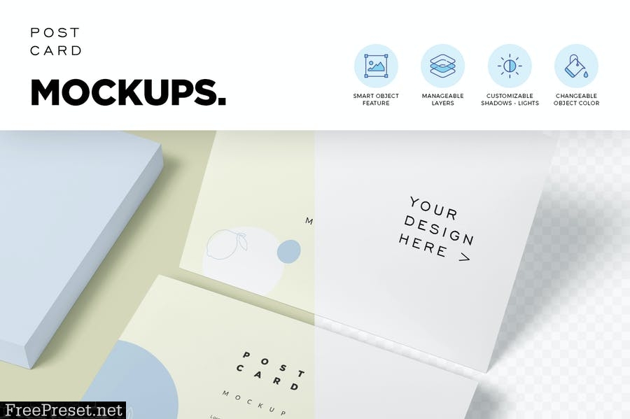 7x5 Post Card Mockups 22KA6LT