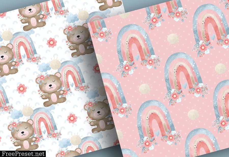 Baby Bear Nursery digital paper pack LUE3UNF