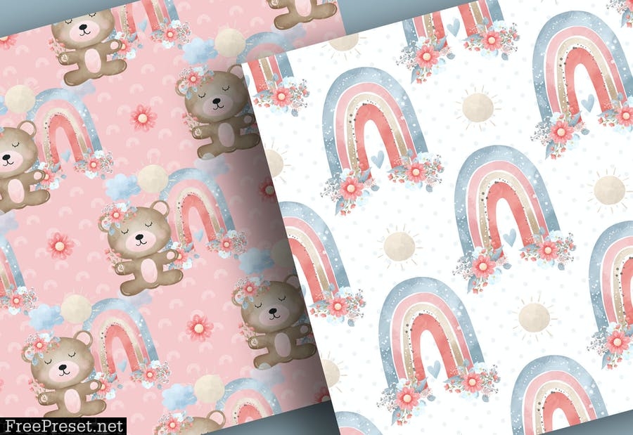 Baby Bear Nursery digital paper pack LUE3UNF