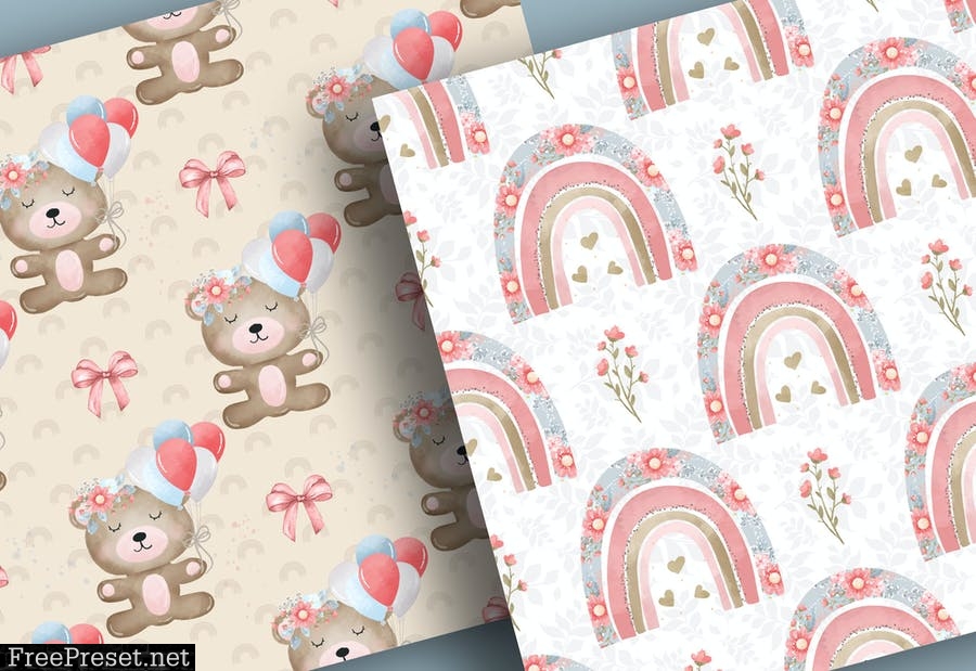 Baby Bear Nursery digital paper pack LUE3UNF