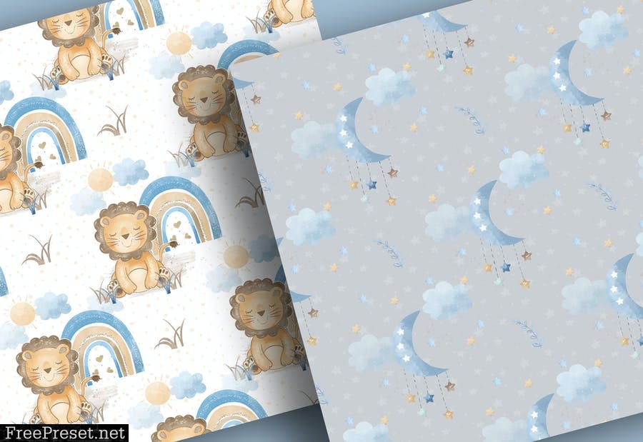 Baby Tiger Nursery digital paper pack 2Q3YSKN