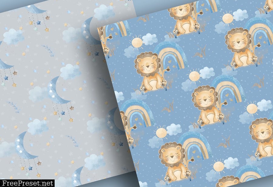 Baby Tiger Nursery digital paper pack 2Q3YSKN