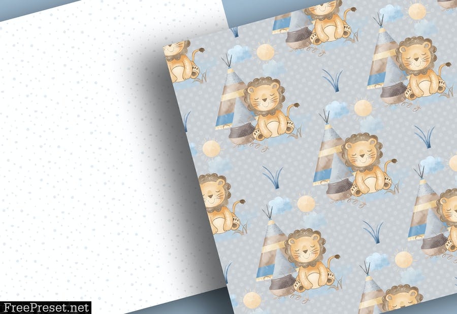 Baby Tiger Nursery digital paper pack 2Q3YSKN