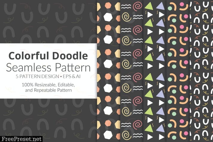 Colorful Doodle Seamless Pattern Pack PN2DRFF