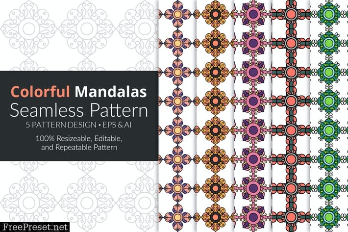 Colorful Mandalas Seamless Pattern Pack S4PN9JF