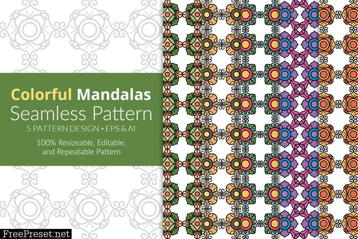 Colorful Mandalas Seamless Pattern Pack TJEGDS5