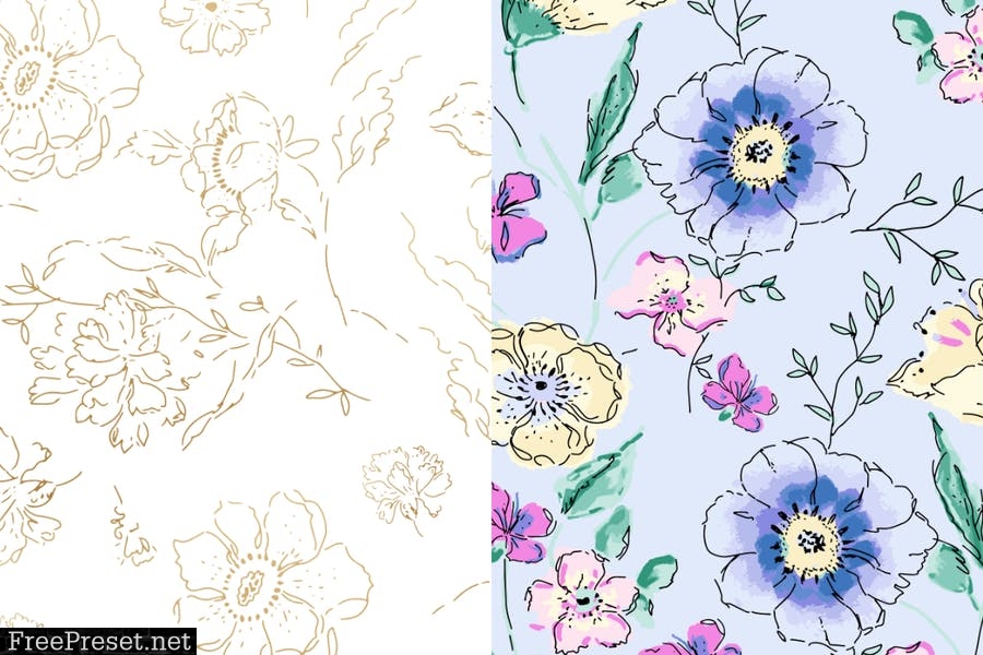 Corden – watercolor seamless flower pattern 8VLVMXG