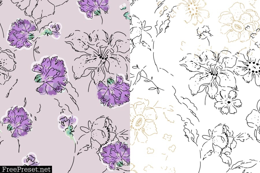 Corden – watercolor seamless flower pattern 8VLVMXG