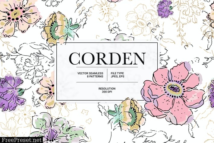 Corden – watercolor seamless flower pattern 8VLVMXG