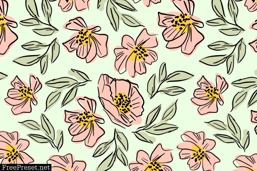 Crace – spring flower vector pattern TM7UKTJ