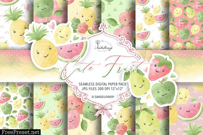 Cute Fruit digital paper pack ZBGA49E