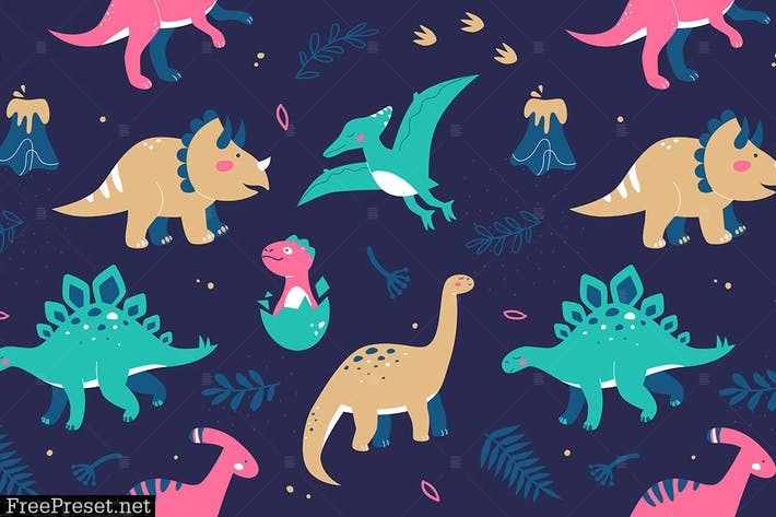 Different Dinosaurs - Seamless Pattern 2PMP5WL