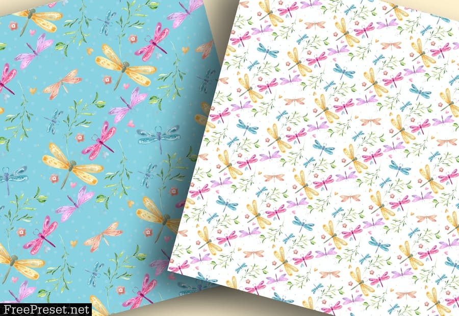 Dragonflies digital paper pack KQ2S5VR