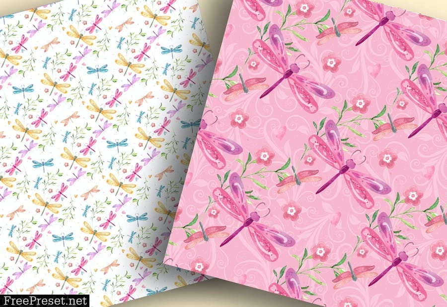 Dragonflies digital paper pack KQ2S5VR