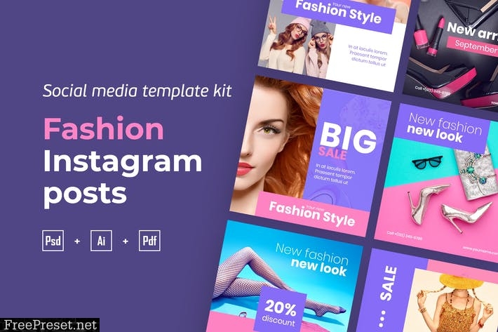 Fashion Instagram posts template kit - 01 Z9A75F3