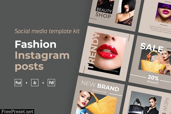 Fashion instagram posts template kit - 03 L9784ZF
