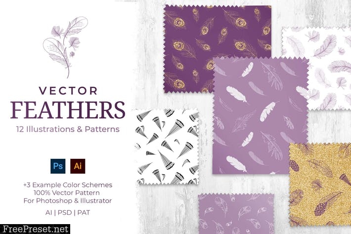 Feathers Vector Patterns Set QU5VUMX