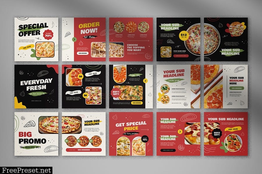 Food Instagram Carousel Pizza Theme 9TT775H