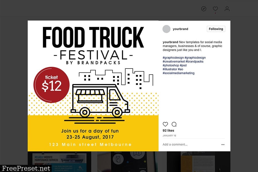 Food Truck Social Media Template RCNKULB