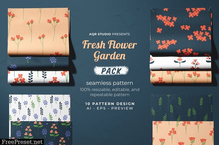 Fresh Flower Garden - Seamless Pattern