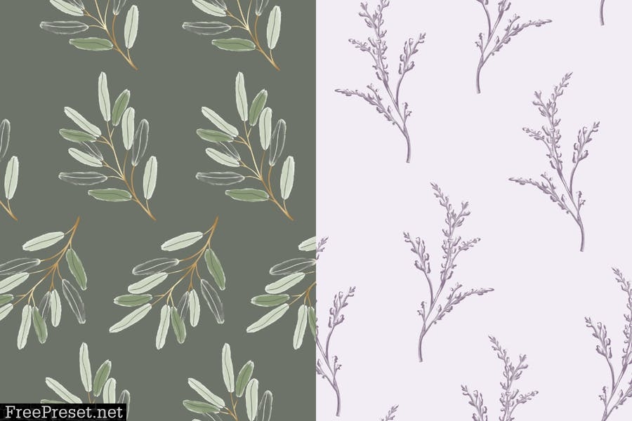 Herbo – seamless vector herbal pattern collection 2PC7EQK