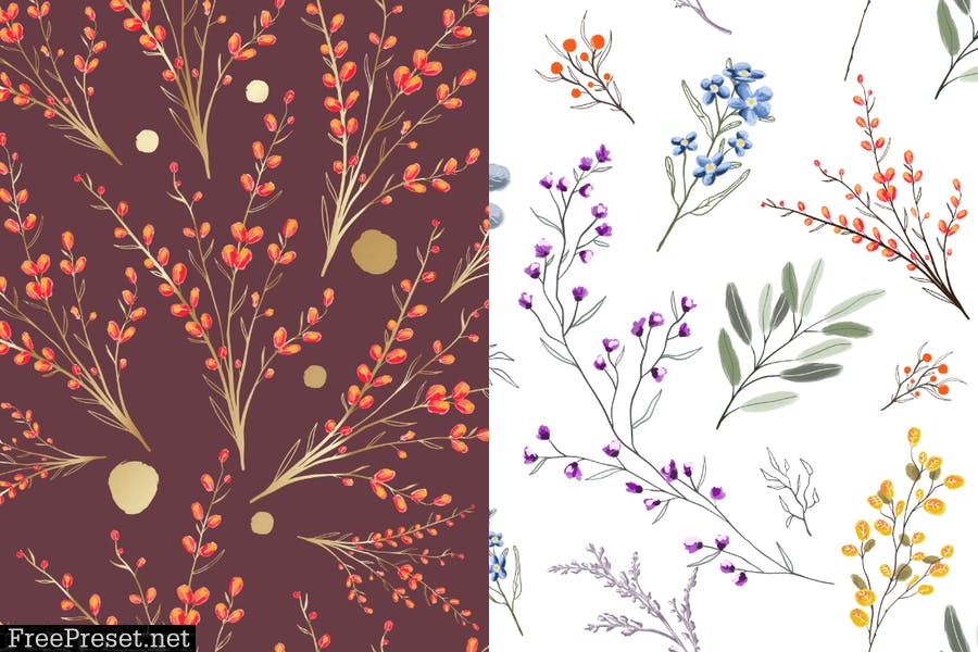 Herbo – seamless vector herbal pattern collection 2PC7EQK