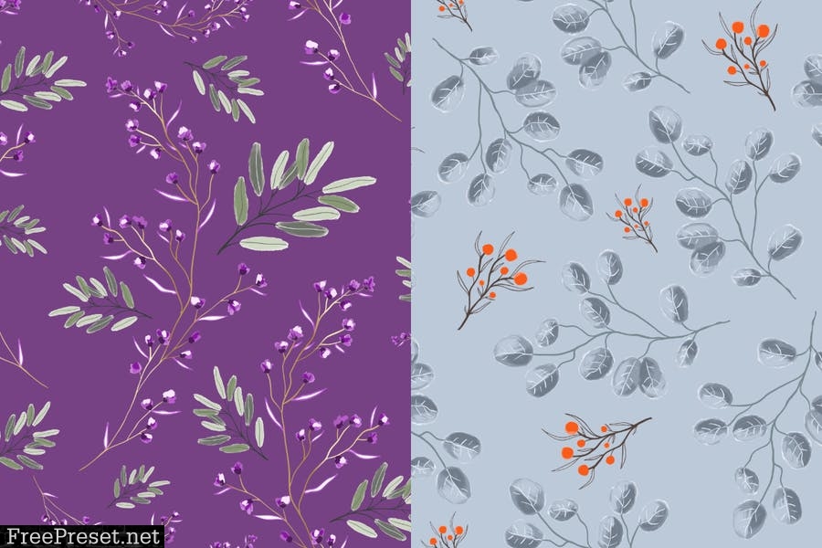 Herbo – seamless vector herbal pattern collection 2PC7EQK