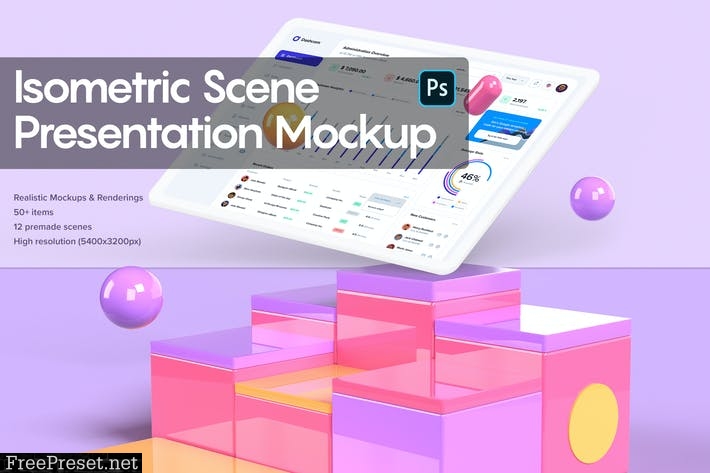 Isometric Scene Presentation Mockup R3J6DJK