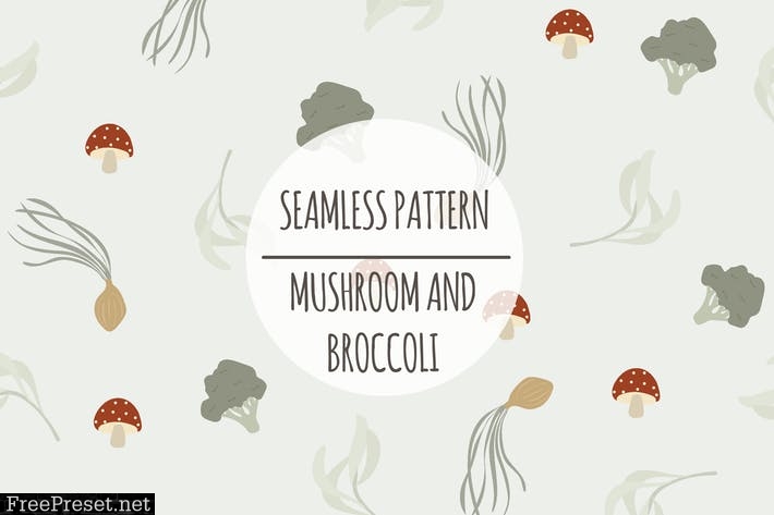 Mushroom And Broccoli – Seamless Pattern AL2W5UQ