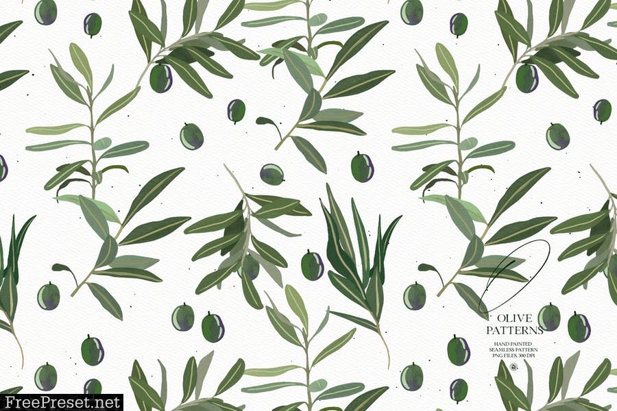 Olive Patterns - hand painted patterns