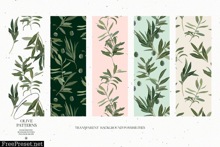 Olive Patterns - hand painted patterns