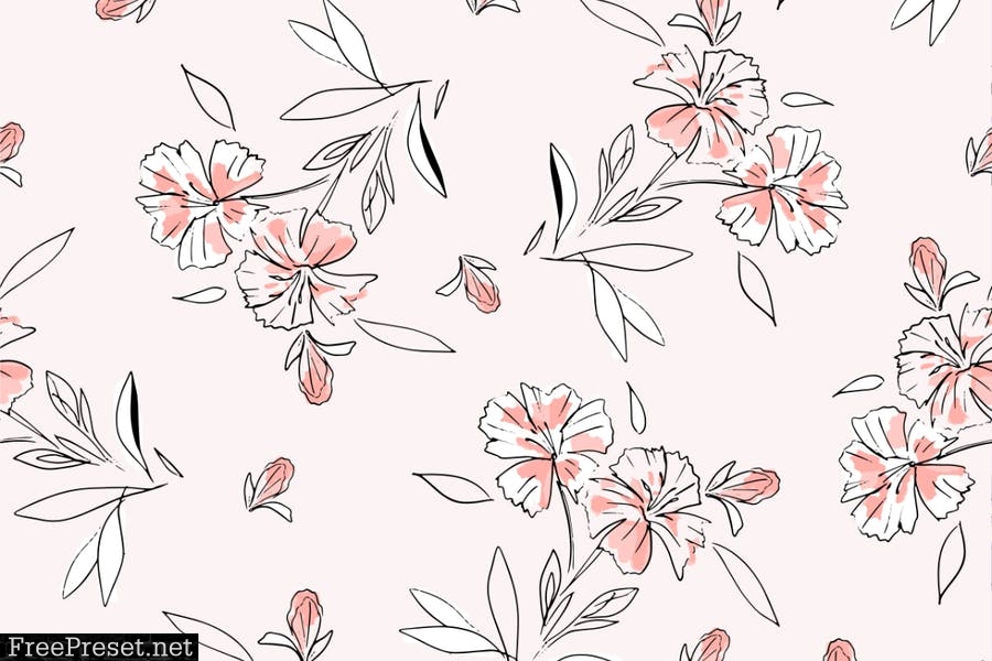 Ory – watercolor seamless flower pattern U67B32K