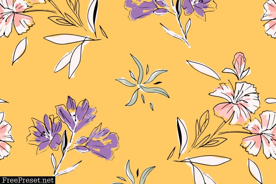 Ory – watercolor seamless flower pattern U67B32K