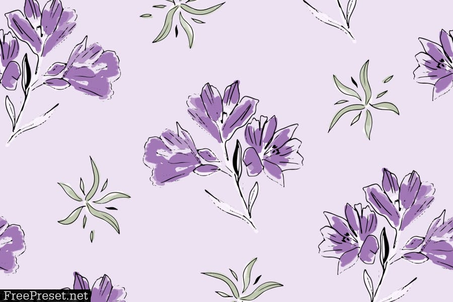 Ory – watercolor seamless flower pattern U67B32K