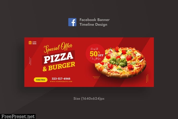 Pizza, Burger & Restaurant Social Media Web Banner 86S4HD6